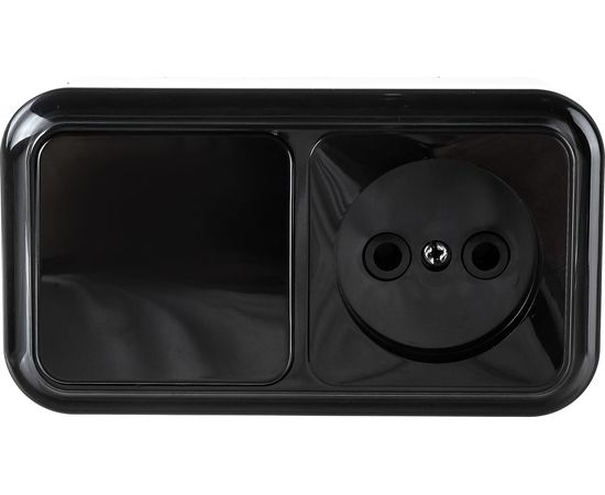 Блок Bylectrica 1 выключатель + розетка ОУ, серия ПРАЛЕСКА, черный, В-РЦ-521 черный – изображение 2