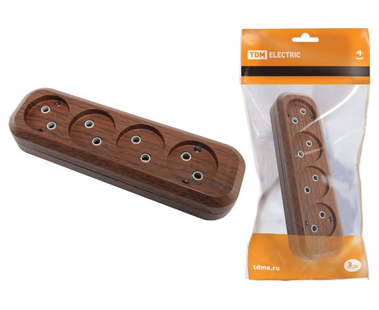 Розеточная колодка, 4 гнезда, бук TDM SQ1806-0064 – изображение 2