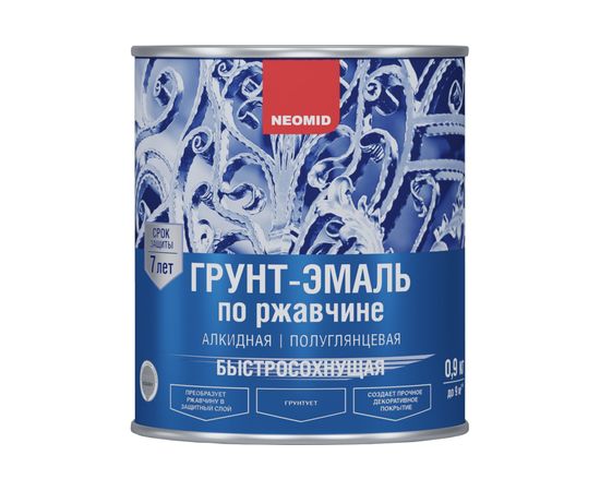 Быстросохнущая грунт-эмаль 3в1 Neomid серый RAL 7040 0.9 кг Н-FdCoat-0,9/сер – изображение 2