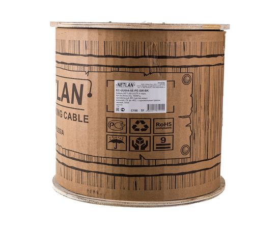 Кабель NETLAN U/UTP 4 пары, категория 5e, внешний, PE до -40C, с тросом, черный, 305м EC-UU004-5E-PE-SW-BK – изображение 2