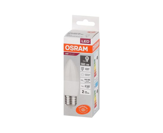 Светодиодная лампа OSRAM LED Value B E27, 560Лм, 7Вт, замена 60Вт, 4000К, нейтральный белый свет 4058075579477 – изображение 2