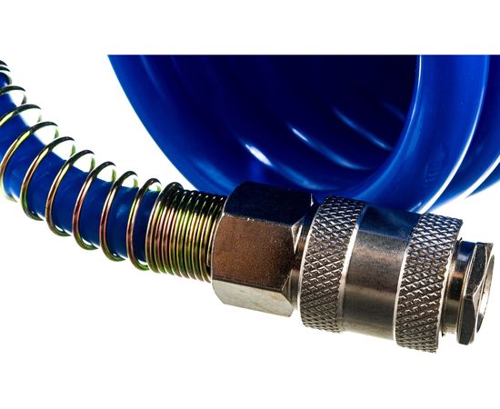 Шланг спиральный синий с быстросъемными соединениями профи (5 м; 8х12 мм; 20 бар) Pegas pneumatic 4911 – изображение 2