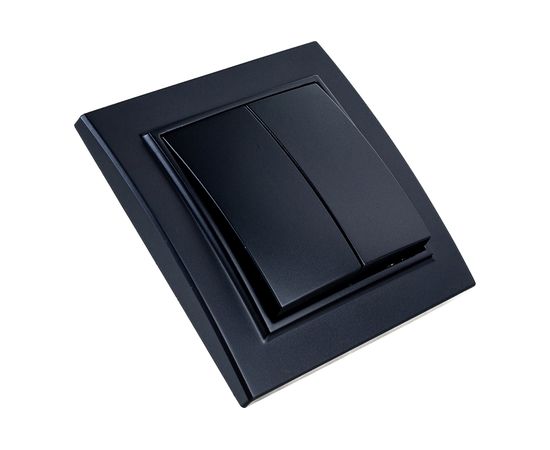 2-клавишный выключатель STEKKER PSW10-9004-03, 250V, 10А, серия Эрна, черный 39473 – изображение 3