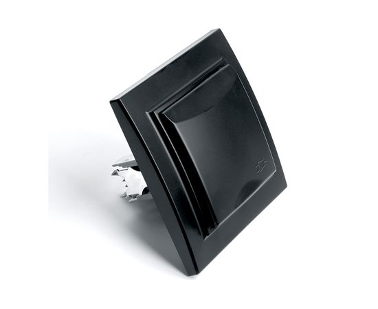 1-местная розетка STEKKER c заземлением с крышкой, PST16-9012-03, с защитной шторкой, Эрна, черный 39481 – изображение 3