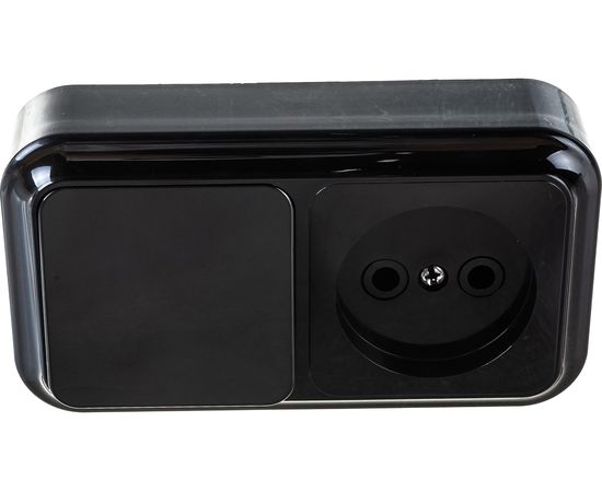 Блок Bylectrica 1 выключатель + розетка ОУ, серия ПРАЛЕСКА, черный, В-РЦ-521 черный – изображение 3