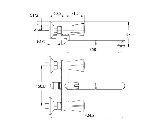 Смеситель для ванны IDDIS Bounce BOUSBL2i10WA с длинным изливом с керамическим дивертором – изображение 3