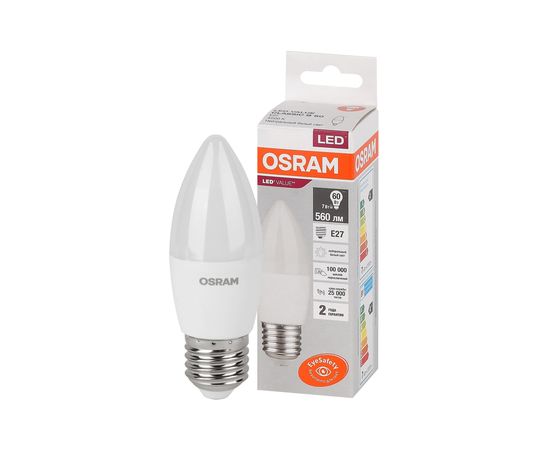 Светодиодная лампа OSRAM LED Value B E27, 560Лм, 7Вт, замена 60Вт, 4000К, нейтральный белый свет 4058075579477 – изображение 3