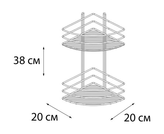 Угловая полка FIXSEN двухэтажная, хром FX-710-2 – изображение 3