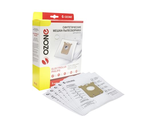 Мешки-пылесборники оригинальные синтетические OZONE (5 шт.) Electolux S-Bag M-02 – изображение 4