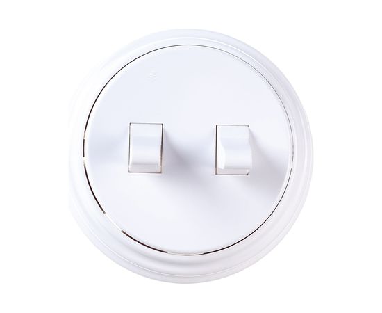 Тумблерный 2-клавишный выключатель Bylectrica А510-2204 10А открытой установки, серия РЕТРО, белый – изображение 4