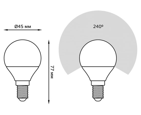 Лампа Gauss Шар 6.5W 550lm 6500K E14 LED 1/10/100 105101307 – изображение 6