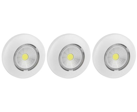 Фонарь-пушлайт ЭРА SB-502 NEW Аврора COB, 3xAAA, белый, 3шт в коробке Б0031041 