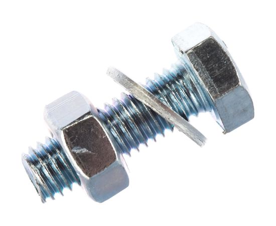 Болт Tech-Krep DIN933 с шестигранной головкой, оцинкованный М8х25 + гайка + шайба 4 шт - пакет 130186 