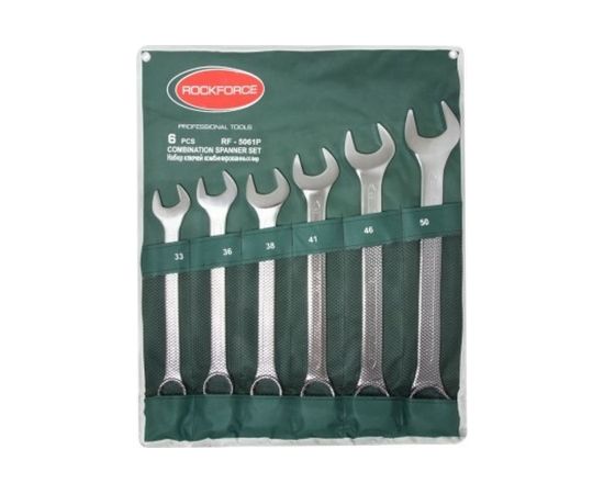 Набор комбинированных ключей 6 предметов 33, 36, 38, 41, 46, 50мм на полотне ROCKFORCE RF-5061P 