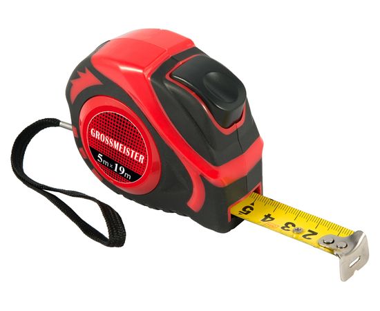 Рулетка GROSSMEISTER АВТОСТОП 7,5м/25мм, обрезиненная 009004003 