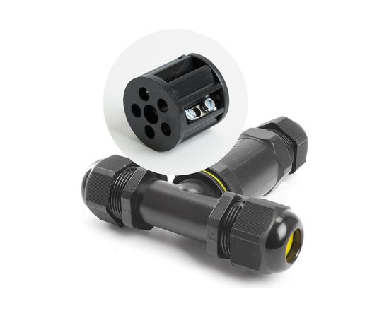 Водонепроницаемый соединитель-коннектор для проводов T FERON клемма 3pin, черный LD523/LD530 41462 