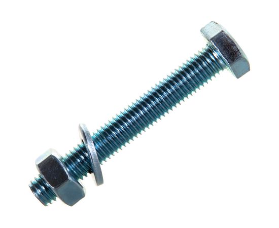 Болт Tech-Krep DIN933 с шестигранной головкой, оцинкованный М10х70 + гайка + шайба 2 шт - пакет 112727 – изображение 2