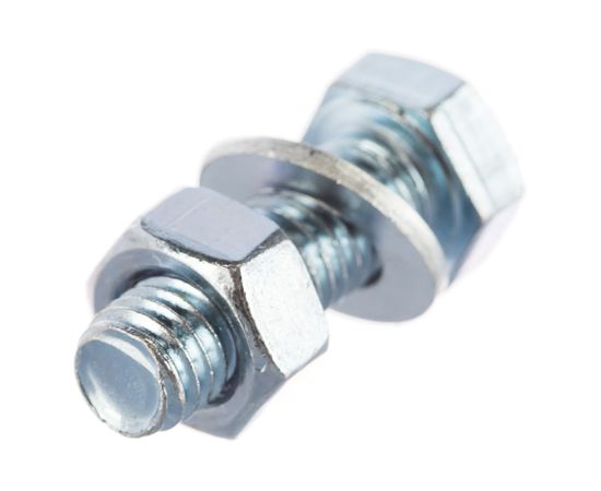 Болт Tech-Krep DIN933 с шестигранной головкой, оцинкованный М8х25 + гайка + шайба 4 шт - пакет 130186 – изображение 2