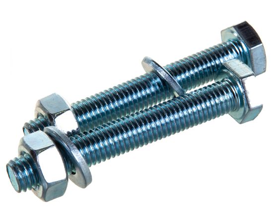 Болт Tech-Krep DIN933 с шестигранной головкой, оцинкованный М10х70 + гайка + шайба 2 шт - пакет 112727 – изображение 3