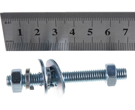 Шпилька DIN976 М8x70 ЕВРОПАРТНЕР в комплекте гайки DIN934 шайбы DIN 9021 и DIN127 Zn 2 шт. 12 0609 2 – изображение 3