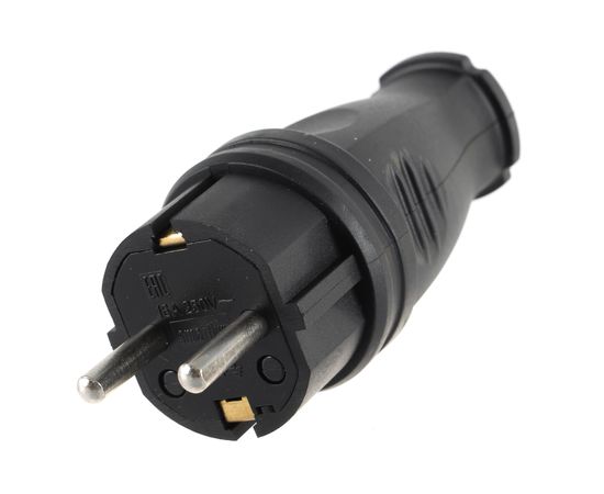 Прямая вилка Smartbuy каучуковая 230В, 2P+PE, 16A, IP44 SBE-16-P07-R – изображение 4