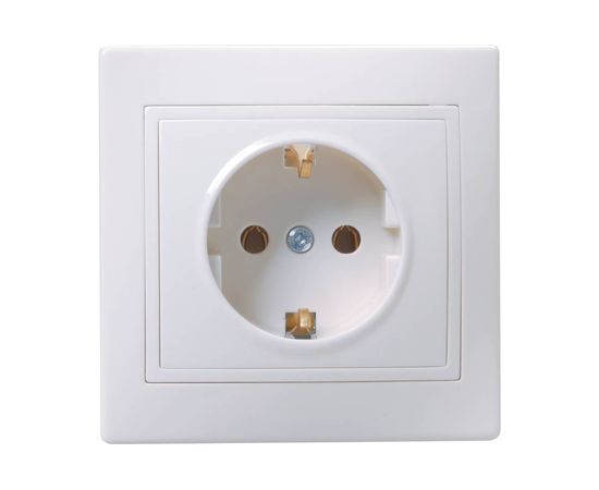 Розетка 1-местная IEK РС10-3-КБ с заземляющим контактом без защитной шторки 16А керамика КВАРТА ERK11-K01-16-K 