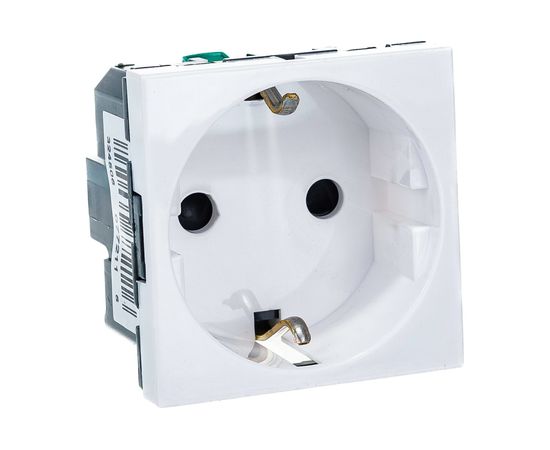 Механизм розетки Legrand 1-м СП Mosaic New 2модульный, с заземлением, белый Leg 077211 133881 – изображение 2