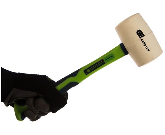 Резиновая киянка, 680г белая резина, фибергласовая рукоятка СИБРТЕХ 11168 – изображение 2