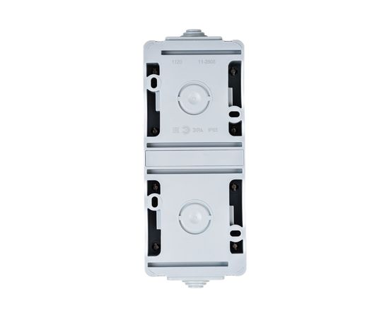 Розетка ЭРА 11260803 2x2PE вертикальная IP65, шторки, 16A 250В, ОУ, серый 5/5 Б0036003 – изображение 2
