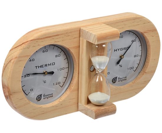 Термометр с гигрометром Банные штучки, Банная станция с песочными часами, 27х13.8х7.5 см 18028 – изображение 2
