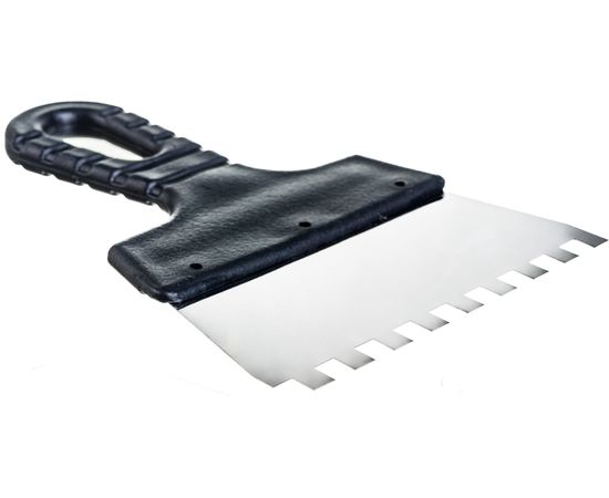 Фасадный зубчатый шпатель (150 мм, нержавеющая сталь, 8 мм) Biber 35212 тов-048246 – изображение 3