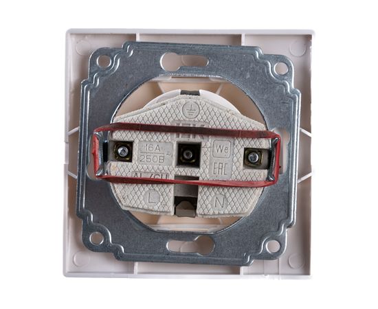 Розетка 1-местная IEK РС10-3-КБ с заземляющим контактом без защитной шторки 16А керамика КВАРТА ERK11-K01-16-K – изображение 3