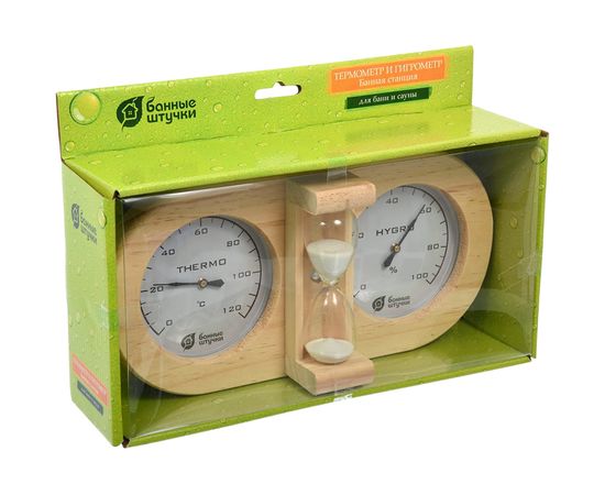 Термометр с гигрометром Банные штучки, Банная станция с песочными часами, 27х13.8х7.5 см 18028 – изображение 4