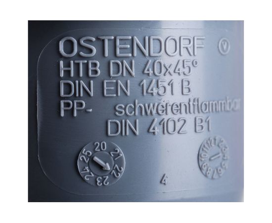 Отвод однораструбный (45°) HTB 40 Ostendorf 111120 – изображение 5