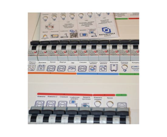 Набор наклеек на электрощит Маркировка 220 для электрических щитов до 96 модулей EL-ProMax – изображение 8