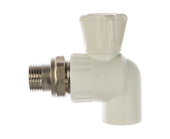Шаровый кран VALFEX PP-R белый, 20х1/2 дюйма НР, угловой для радиатора 10148020 007-7677 