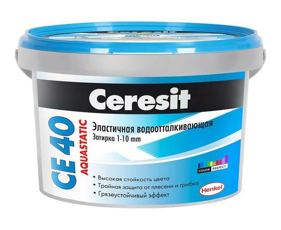 Затирка Ceresit Aquastatic СE 40 серебристо-серая №04 ведро 2 кг 1/12 21202 