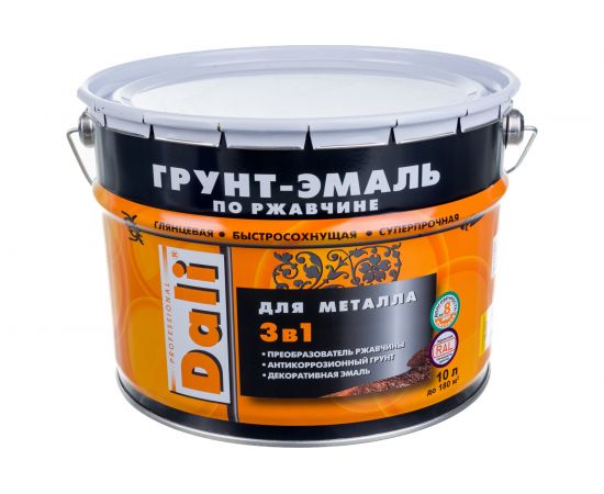 Грунт-эмаль по ржавчине 3 в 1 DALI Желтая RAL 1021 10 л 1 41762 – изображение 2