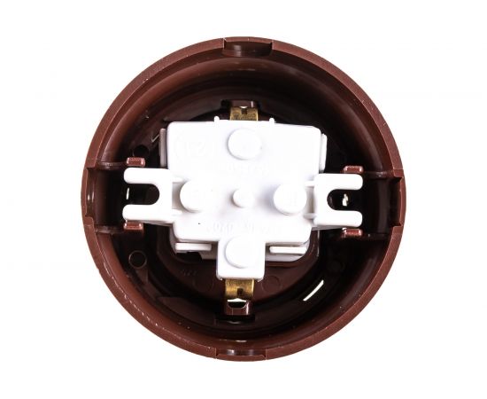 Розетка Bylectrica РА16-0202 1-местная с заз. контактом 16А ОУ, серия РЕТРО, коричневый – изображение 2