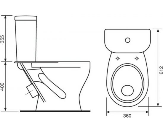 Унитаз-компакт Sanita Формат Эконом косой выпуск, 1 режим, сиденье ПП 438864 – изображение 2
