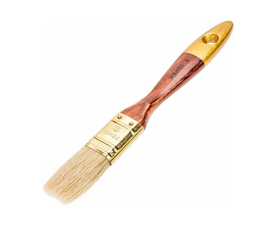 Плоская кисть TOPEX ""Профи"" 1"" лакированная деревянная ручка, натуральная щетина, для масляных 19b610 