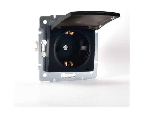Розетка Lezard, KARINA, с/з, с крышкой, керамика, чёрный бархат, 707-4288-123 