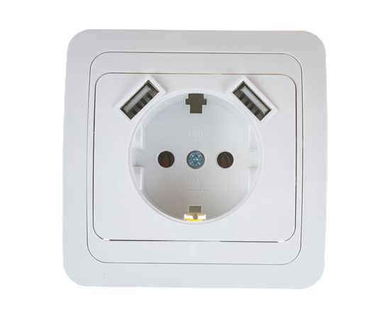 Одинарная розетка IN HOME CLASSICO с двумя USB белая 2147 4690612035260 