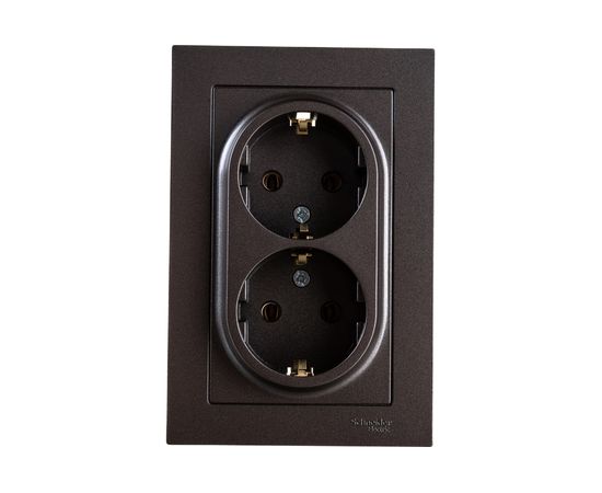 Двухместная розетка Schneider Electric ATLAS DESIGN с заземлением 16А в сборе мокко ATN000624 