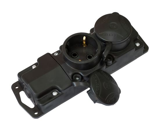 Переносная розетка Bylectrica 2-местная штепсельная с заз.конт. каучук IP44, Р16-415 