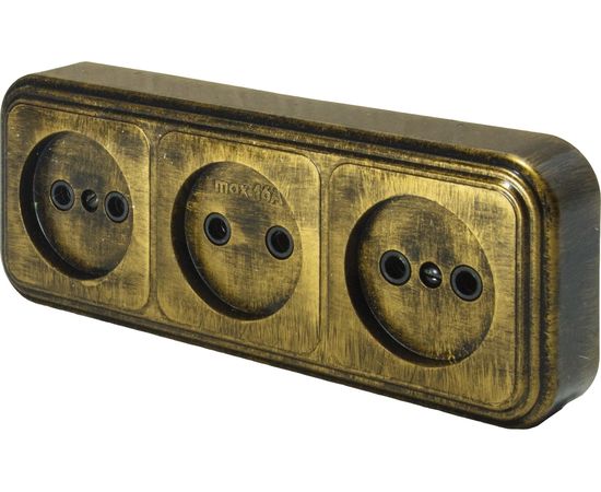 Розетка duwi о/п б/з 3-местная серия Palazzo, бронза патина 26425 5 