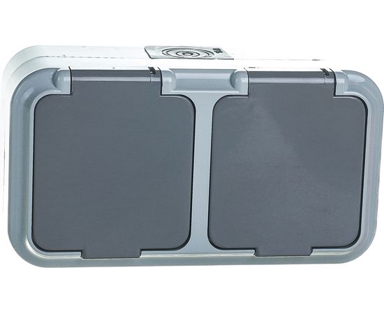 Розетка Bylectrica 2-местная ОУ с заз.конт. IP54, серия ПРАЛЕСКА АКВА, серый, РА16-303 03 