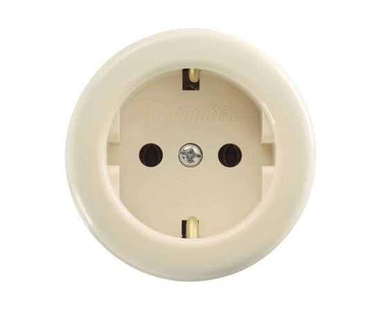 Розетка круглая накладная с заземлением Makel 16011 