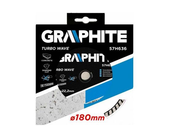 Диск алмазный Turbo Wave (180x22.2 мм) GRAPHITE 57H636 – изображение 2