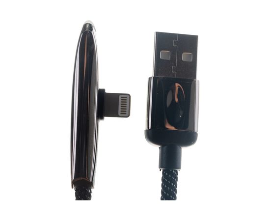 Дата-кабель USAMS U34 USB - Lightning с индикатором, боковой, черный SJ362USB01 УТ000019978 – изображение 2